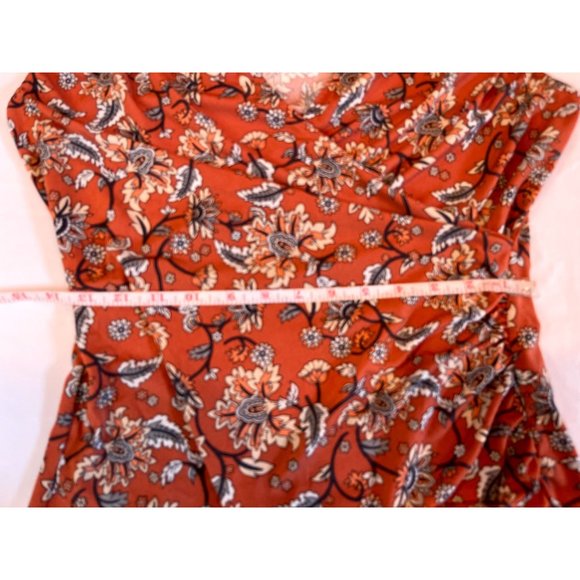 41 Hawthorn Women Faux Wrap Blouse Top Stretch Floral WGK10300 Orange Size Small - Picture 5 of 8